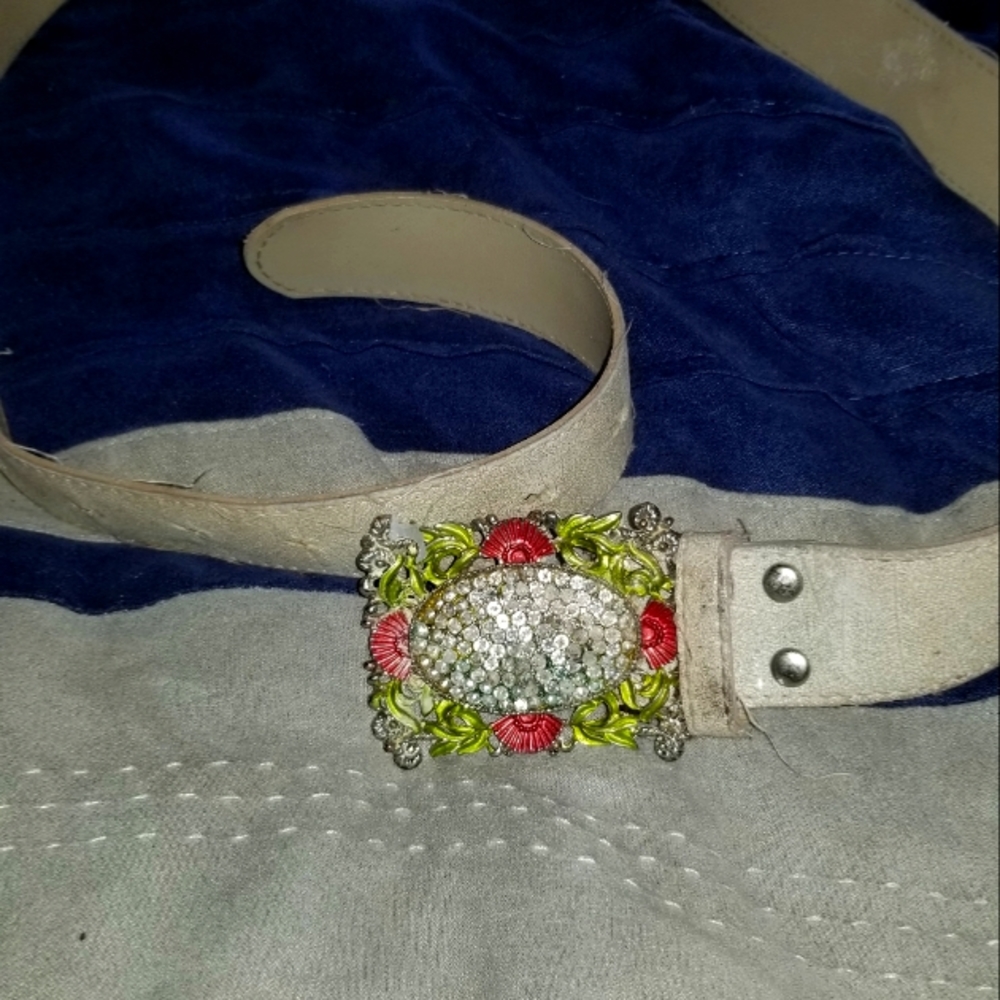 white rhinestone belt